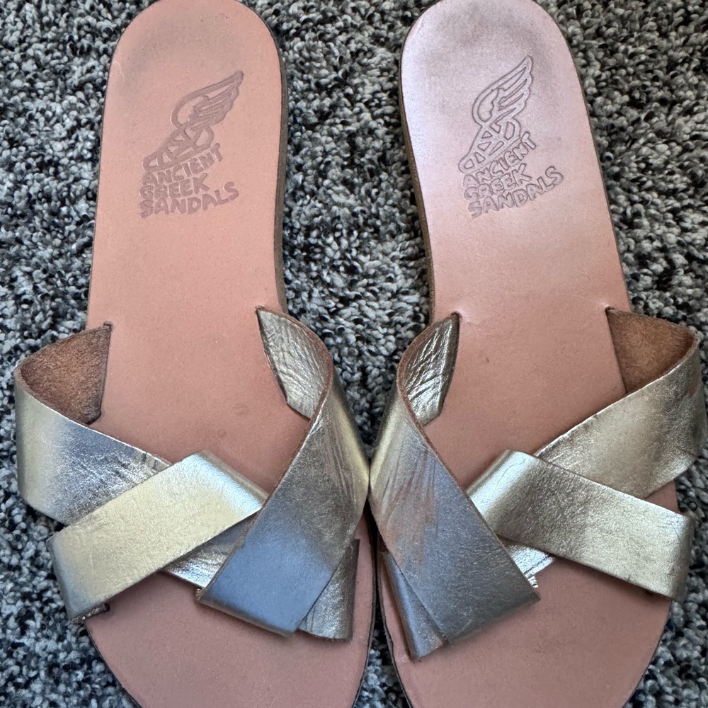 Ancient Greek Sandals Metallic Gold and Silver Sandals
